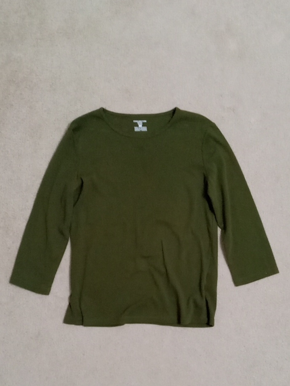 Jones New York Petite Olive Green Crew Tee